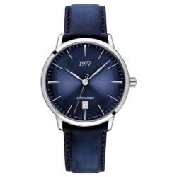 1977 Edmond — cadran bleu bracelet bleu cuir (1977P01166)