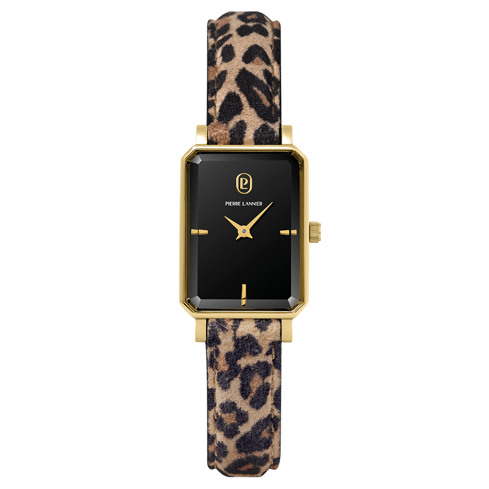 Ladies Watch ARIANE Black Dial Leopardmuster Leather 12 MM Strap