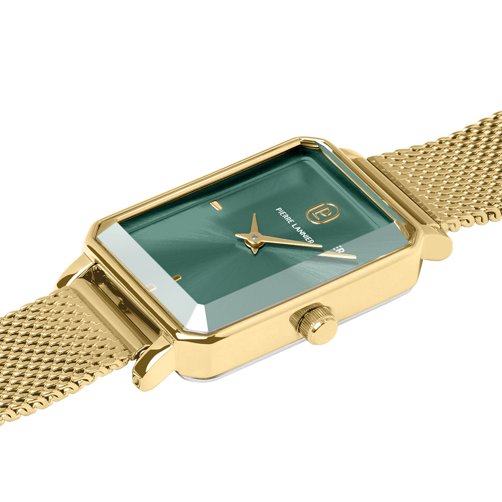 Ladies Set ARIANE Sunray Green Dial Green Milanese stainless steel