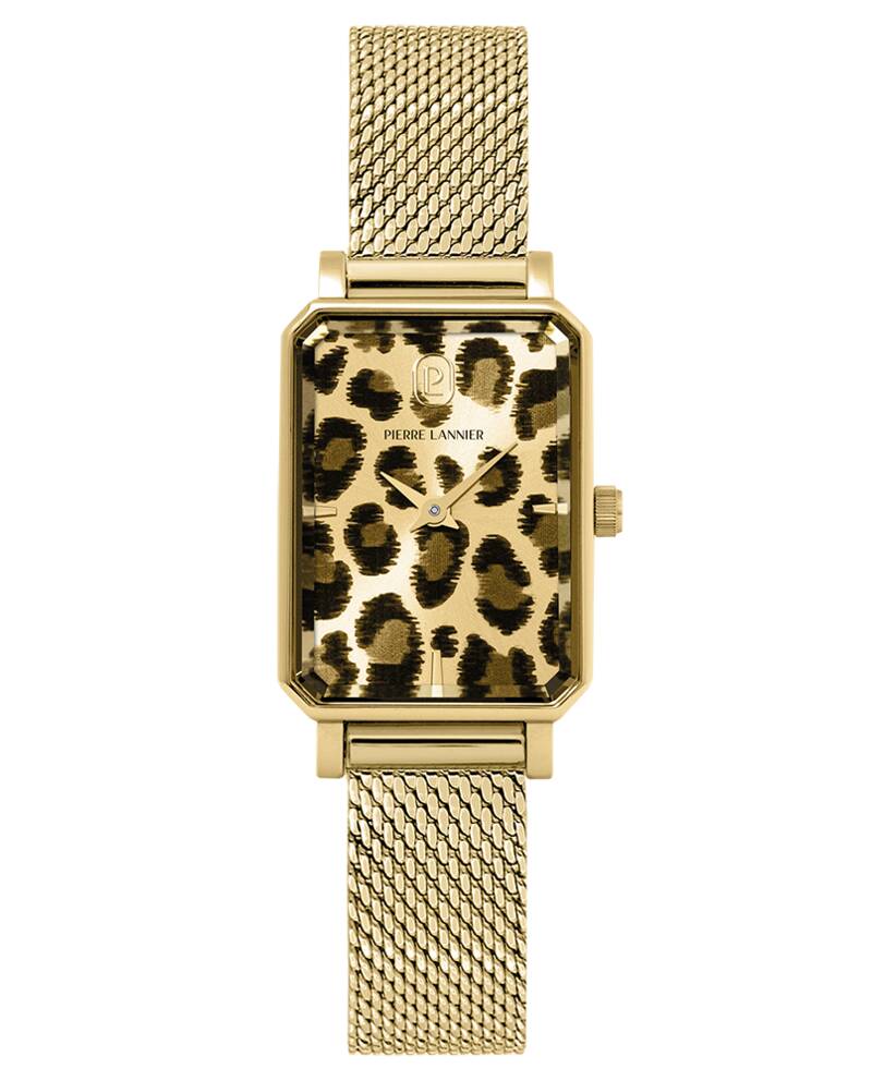 Ladies Quartz Watch ARIANE Leopard Dial Gold Mesh 12 MM Strap