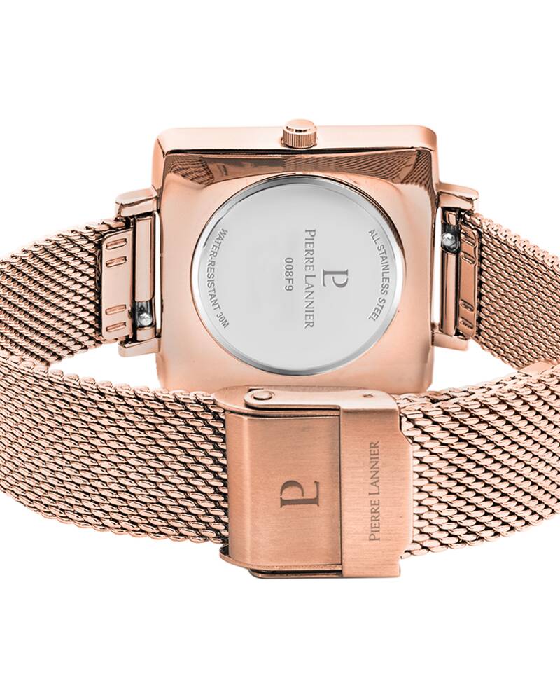 Montre Femme LECARÉ Cadran Blanc Bracelet Acier milanais Doré rose