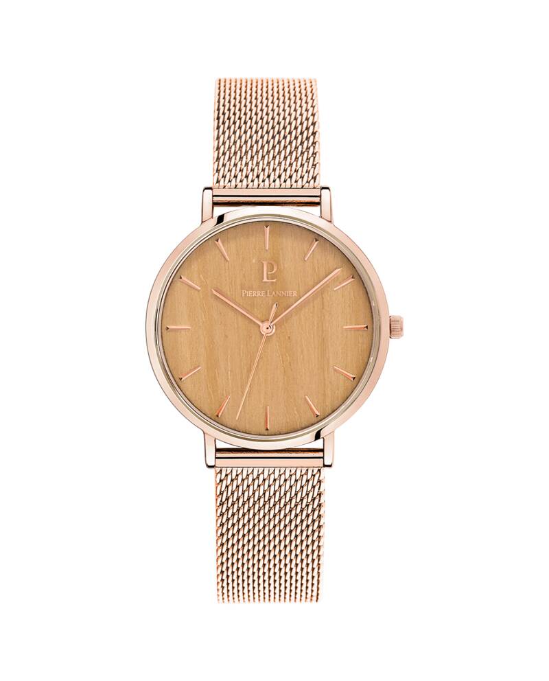 Ladies Watch NATURE Beige Dial Rose Gold Mesh Strap 018P989
