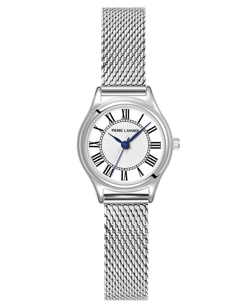 Montre Quartz Femme PYA Argenté Cadran Blanc Bracelet Acier milanais Argenté 12 MM