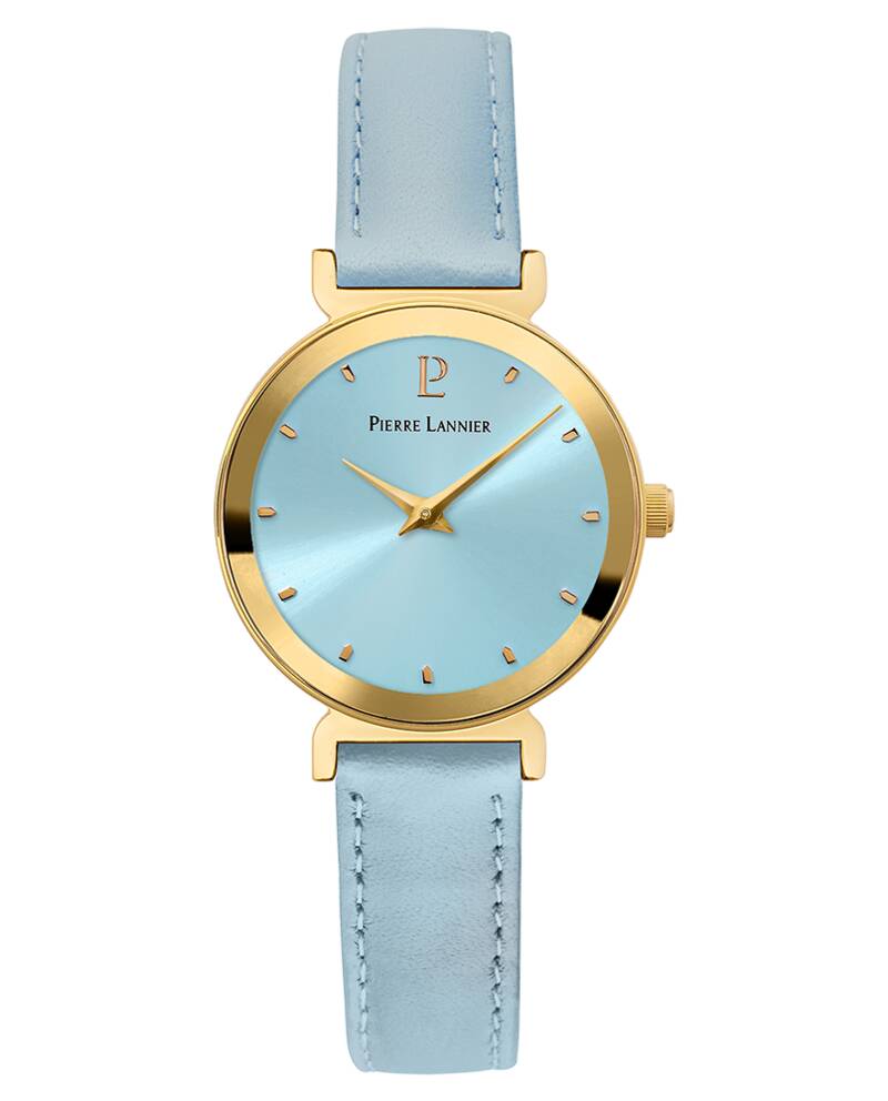 Montre Femme LIGNE PURE Cadran Bleu Bracelet Cuir Bleu