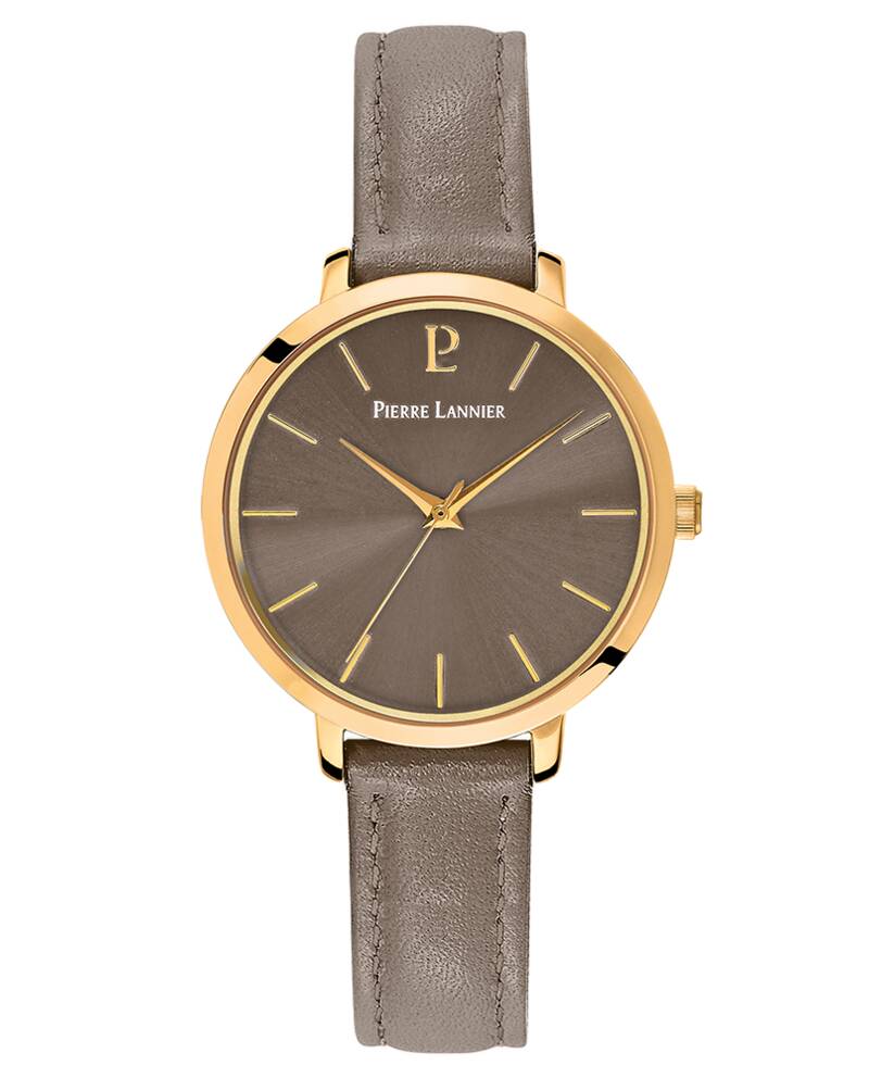 Quarz Uhr CHOUQUETTE Sonnig Grau Zifferblatt Grau Leder 12MM Armban