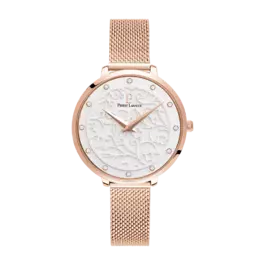 Montre Femme EOLIA Cadran Blanc Bracelet Acier milanais Doré rose