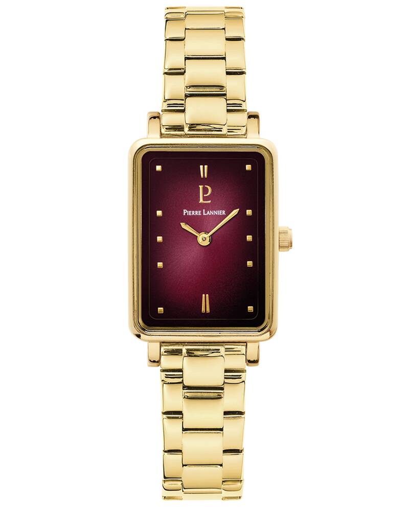 Quartz Watch ARIANE Sunray Burgundy Dial Gold Stainless steel 12MM Strap