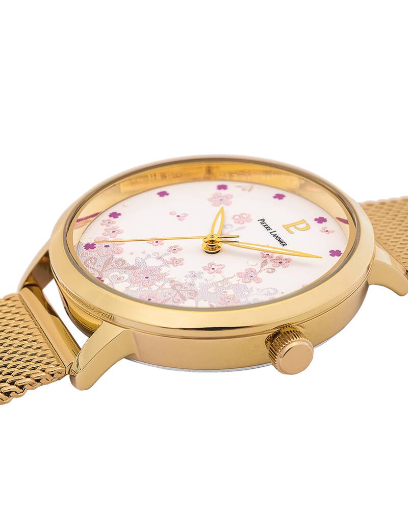 Montre Femme à Quartz Avec Bracelet PU - Motif Fleur De Prunier - Élégante Et Confortable - Cadeau Pour Dame