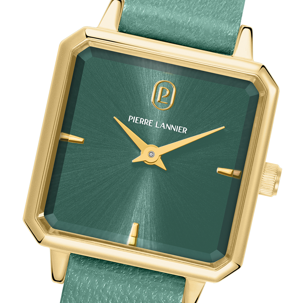 Bracelet De Montre En Cuir Véritable Vert - Largeur 16 Mm, Boucle Dorée - Neuf (Modèle BA017)