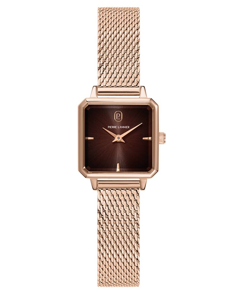 Montre Femme LEONOR Doré-rose Cadran Chocolat Bracelet Acier milanais Doré-rose 12 MM