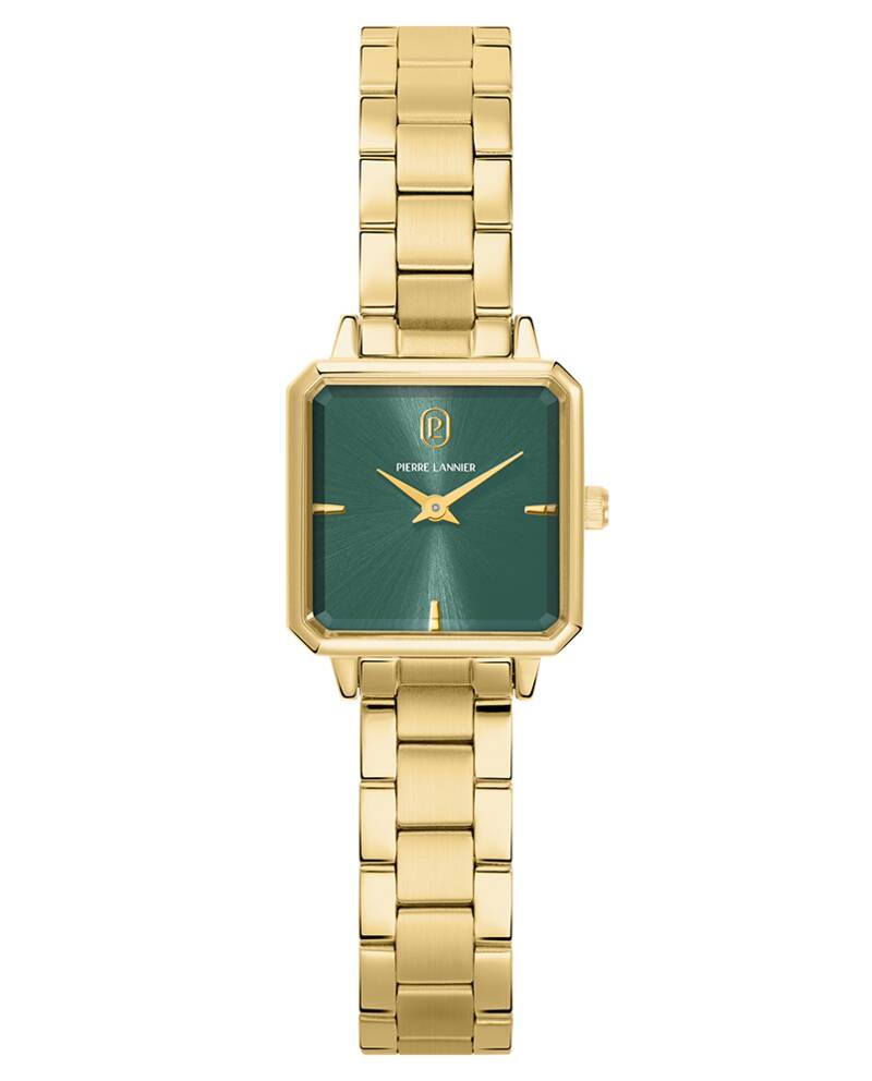 Montre Femme LEONOR Doré Cadran Vert Bracelet Acier Doré 12 MM