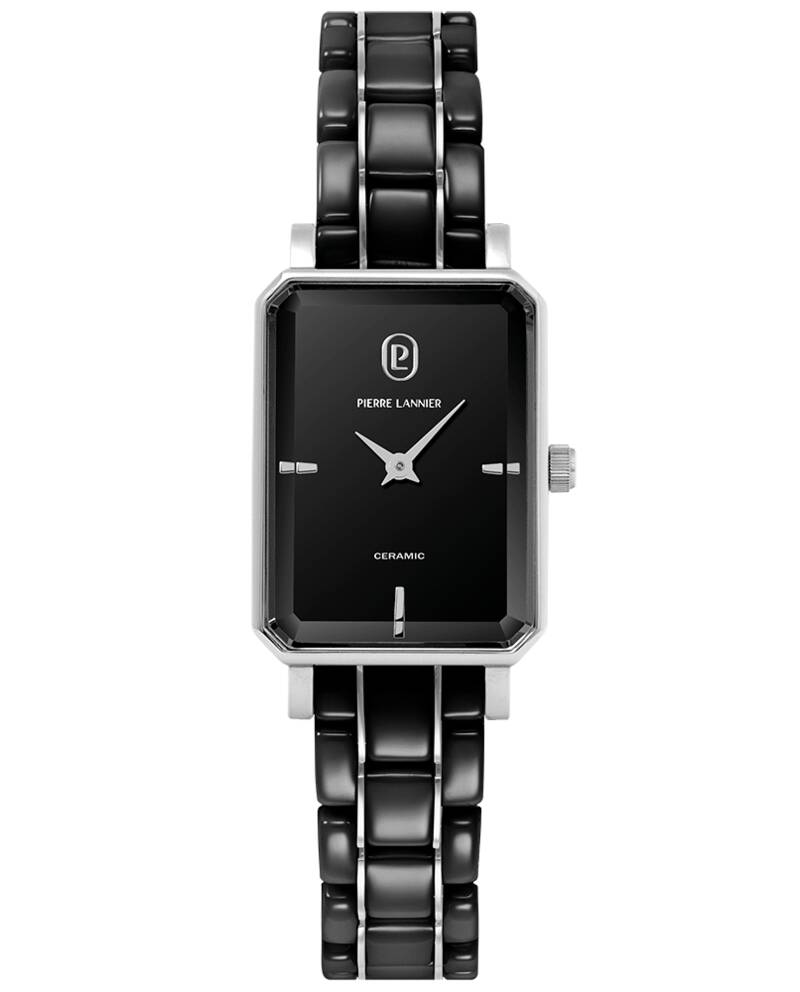 Montre Femme ARIANE Argenté Cadran Noir Bracelet Acier céramique Noir 12 MM