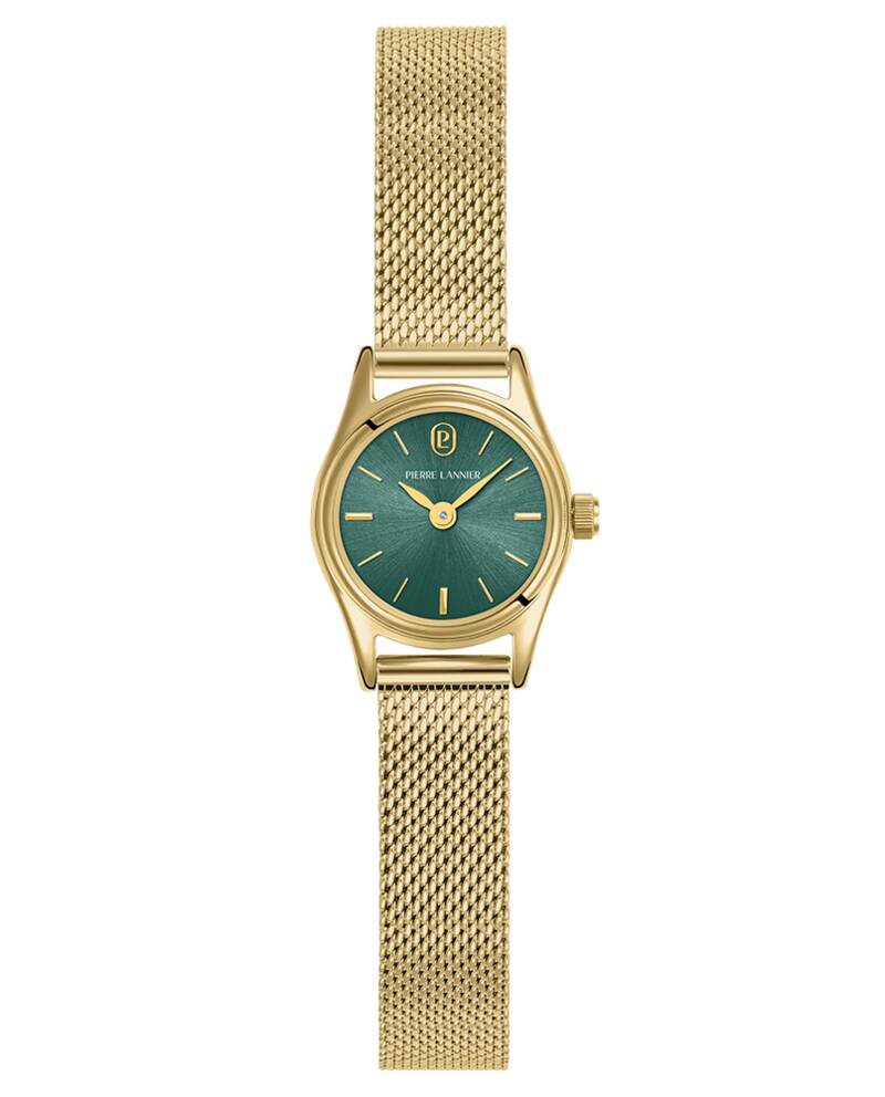 Montre Quartz Femme PYA Doré Cadran Vert Bracelet Acier milanais Doré 10 MM