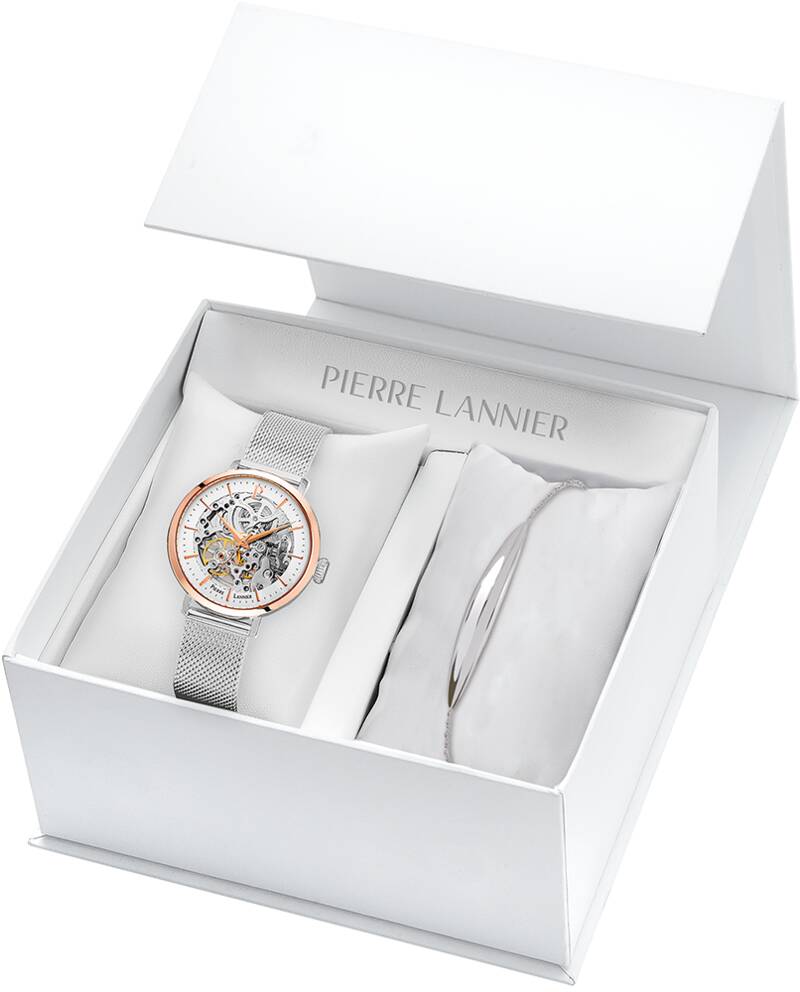Coffret Femme AUTOMATIC Argenté Cadran Argenté Bracelet Acier milanais Argenté 14 MM