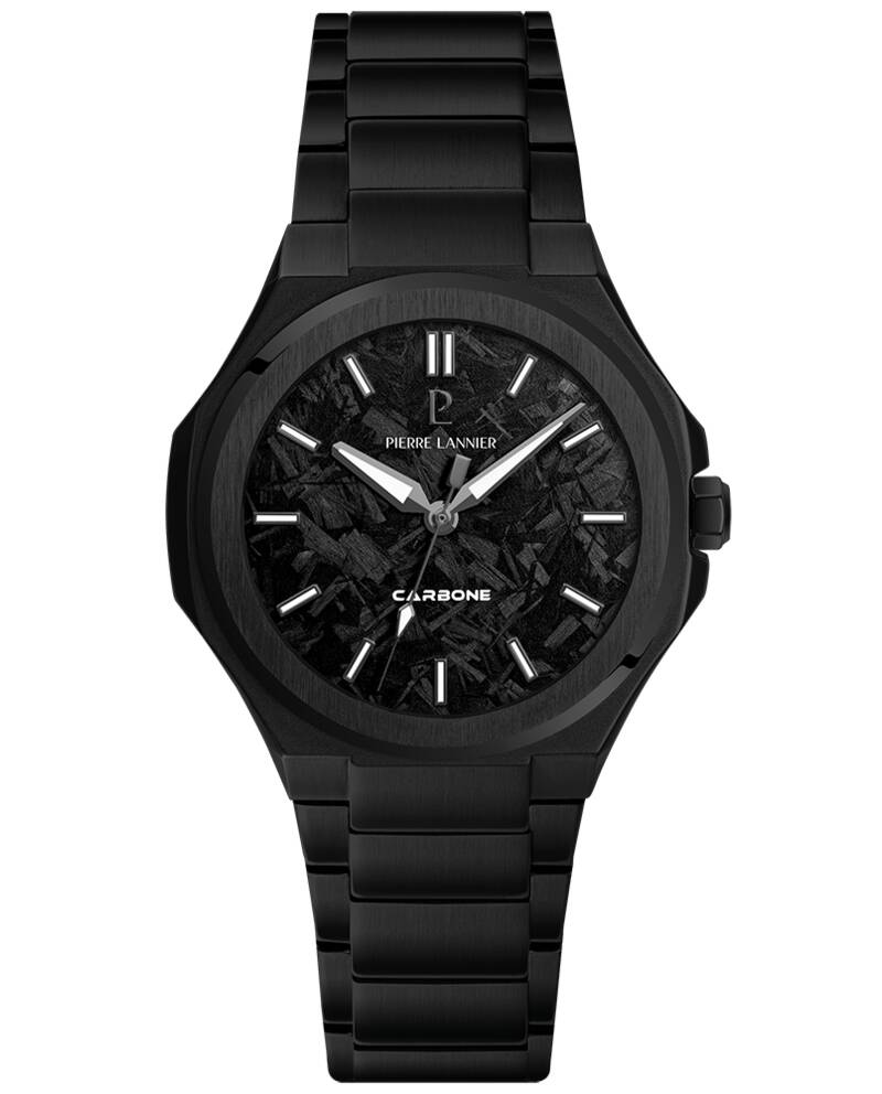 Men Qua Watch GRAPHITE Black Dial Black Stainless Steel 24 MM Strap