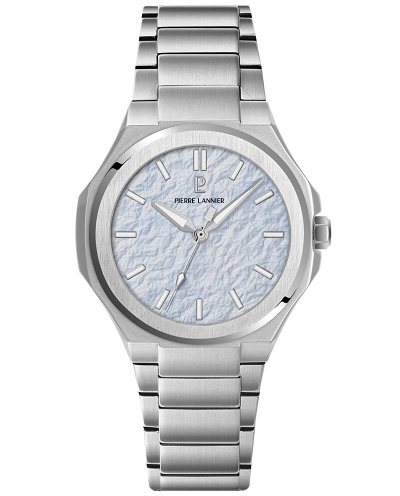 Herren Qua Uhr GRAPHITE Eisblau Zifferblatt Silber Edelstahl 24 MM Armband