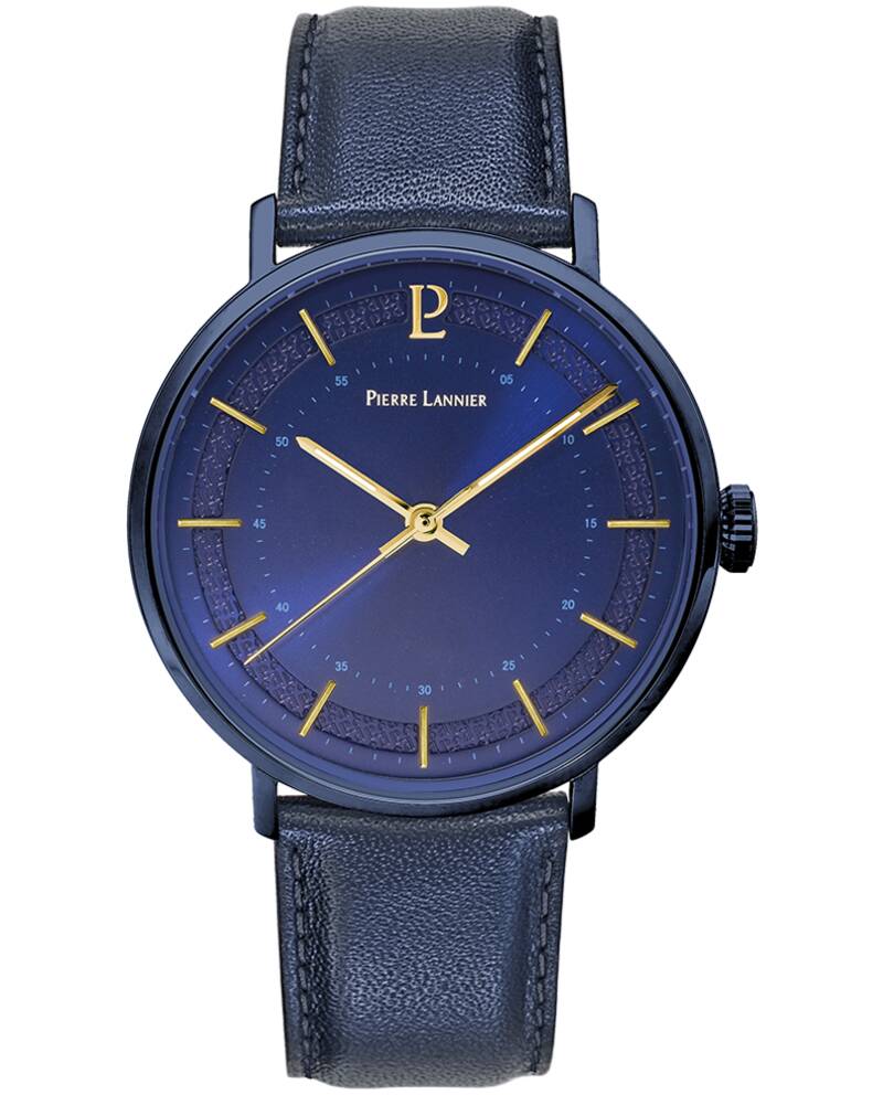 Men Watch GAIUS Blue Dial Blue Leather Strap