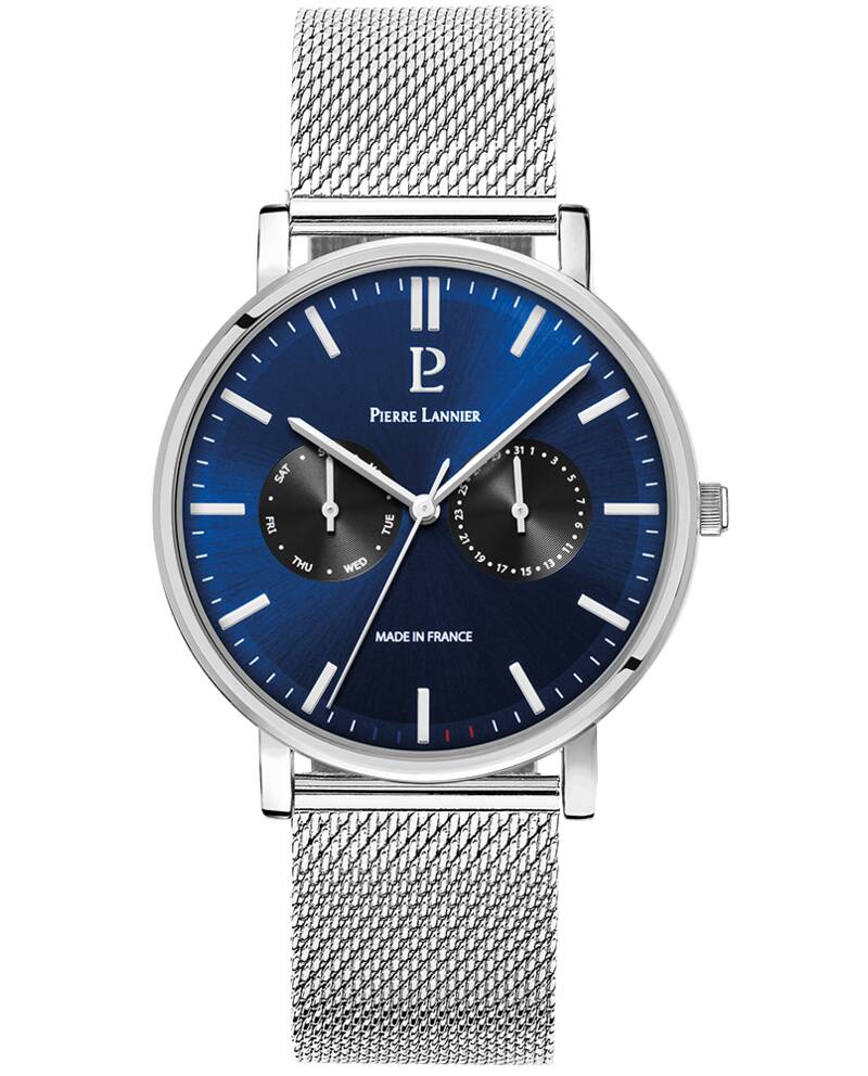 Men Watch ESSENTIAL Blue Dial Silver Mesh 20 MM Strap