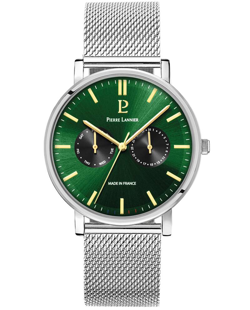 Men Watch ESSENTIAL Green Dial Silver Mesh 20 MM Strap