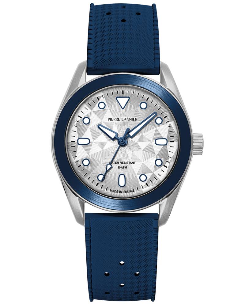Unisex Quartz Watch BORA Silver Dial Blue FKM Rubber 20 MM Strap