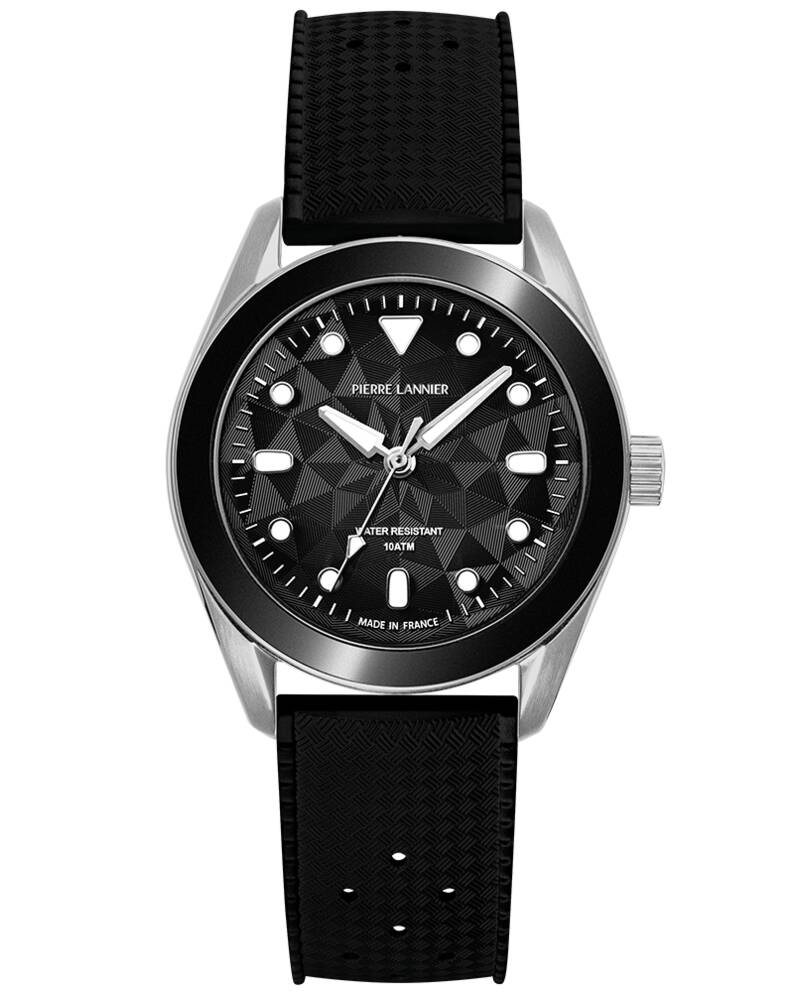 Unisex Quartz Watch BORA Black Dial Black FKM Rubber 20 MM Strap