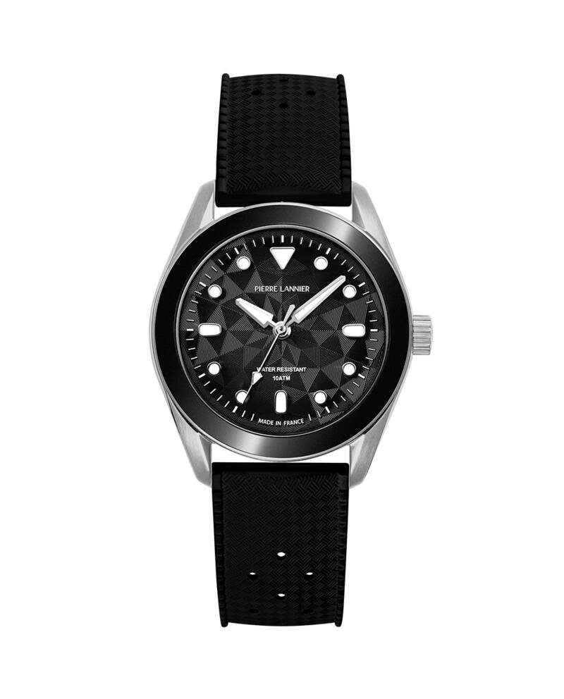 Unisex Quartz Watch BORA Black Dial Black Rubber FKM 20MM Strap