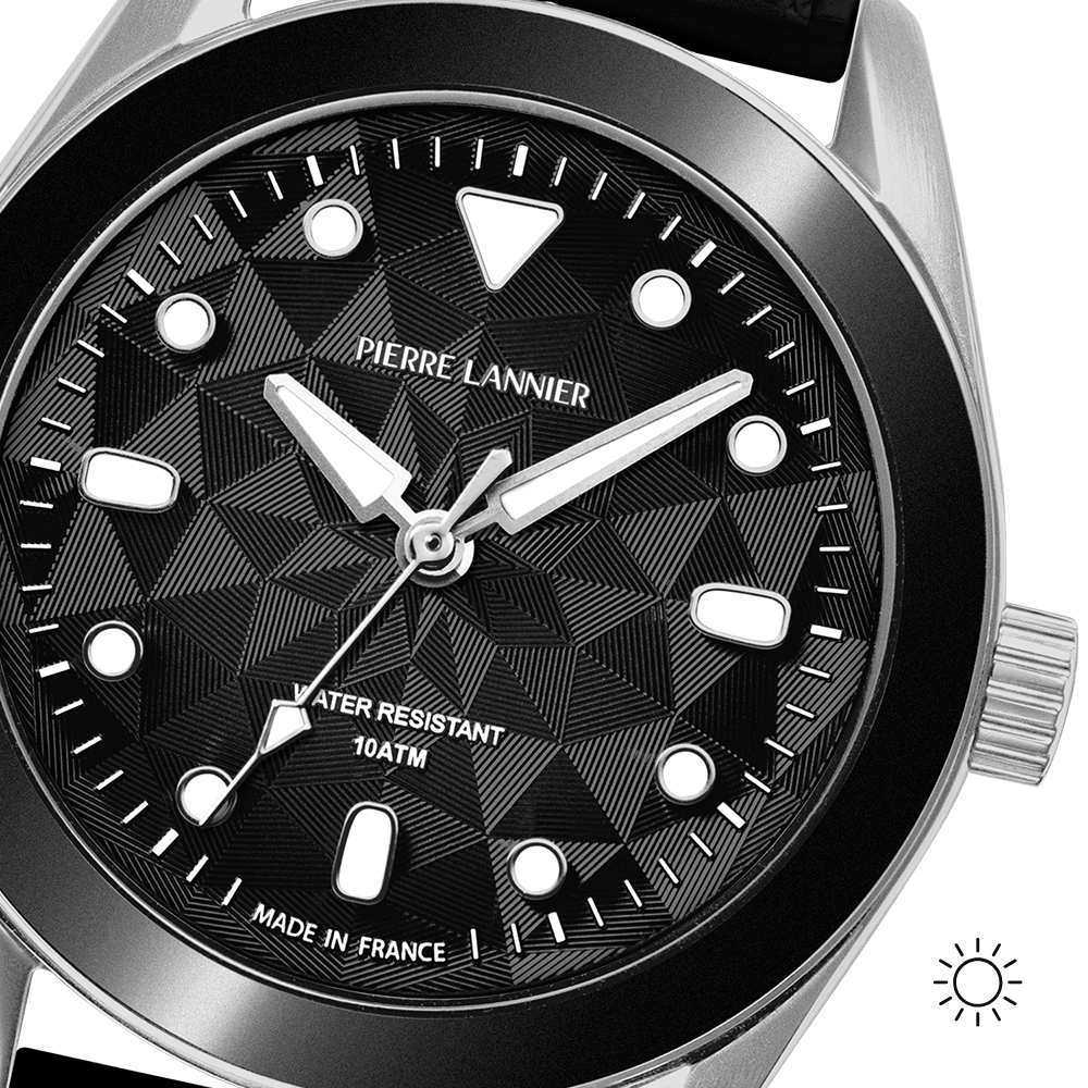 Unisex Quartz Watch BORA Black Dial Black Rubber FKM 20MM Strap