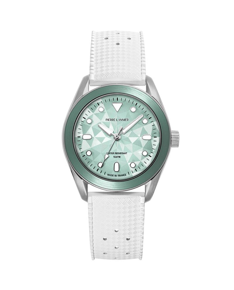 Quartz Watch BORA Sunray Green Dial White Rubber FKM 20MM Strap