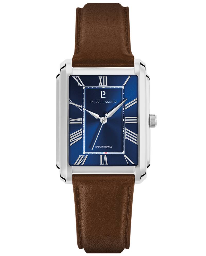 Men Quartz Watch EMPIRE Blue Dial Brown Leather 20 MM Strap