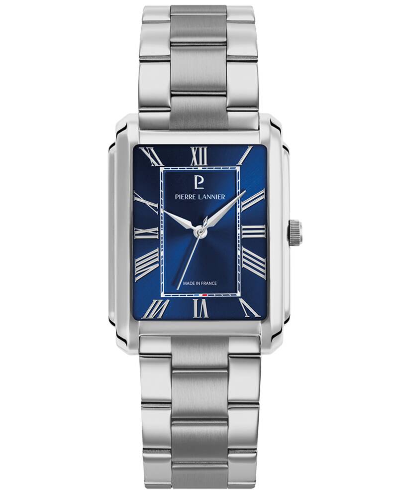 Herren Quarz Uhr EMPIRE Blau Zifferblatt Silber Edelstahl 20 MM Armband