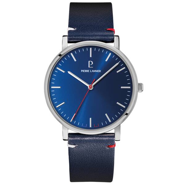 Men Quartz Watch ESSENTIAL Sunray Blue Dial Blue Leather 20MM