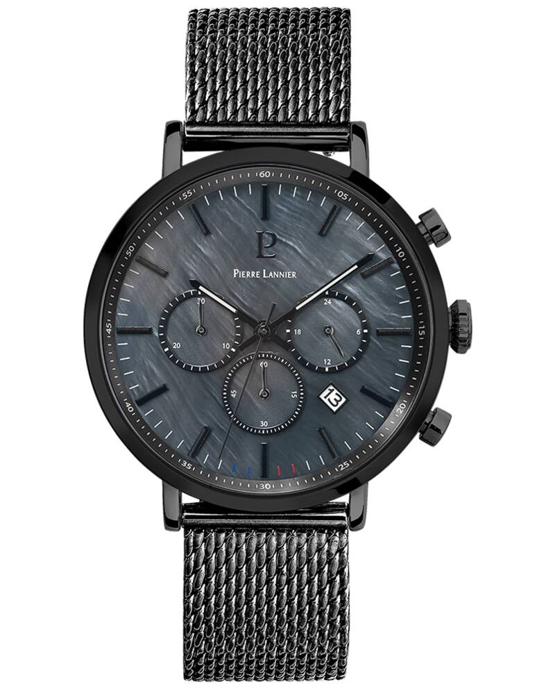 Montre Homme BARON Cadran Noir Bracelet Acier milanais Noir