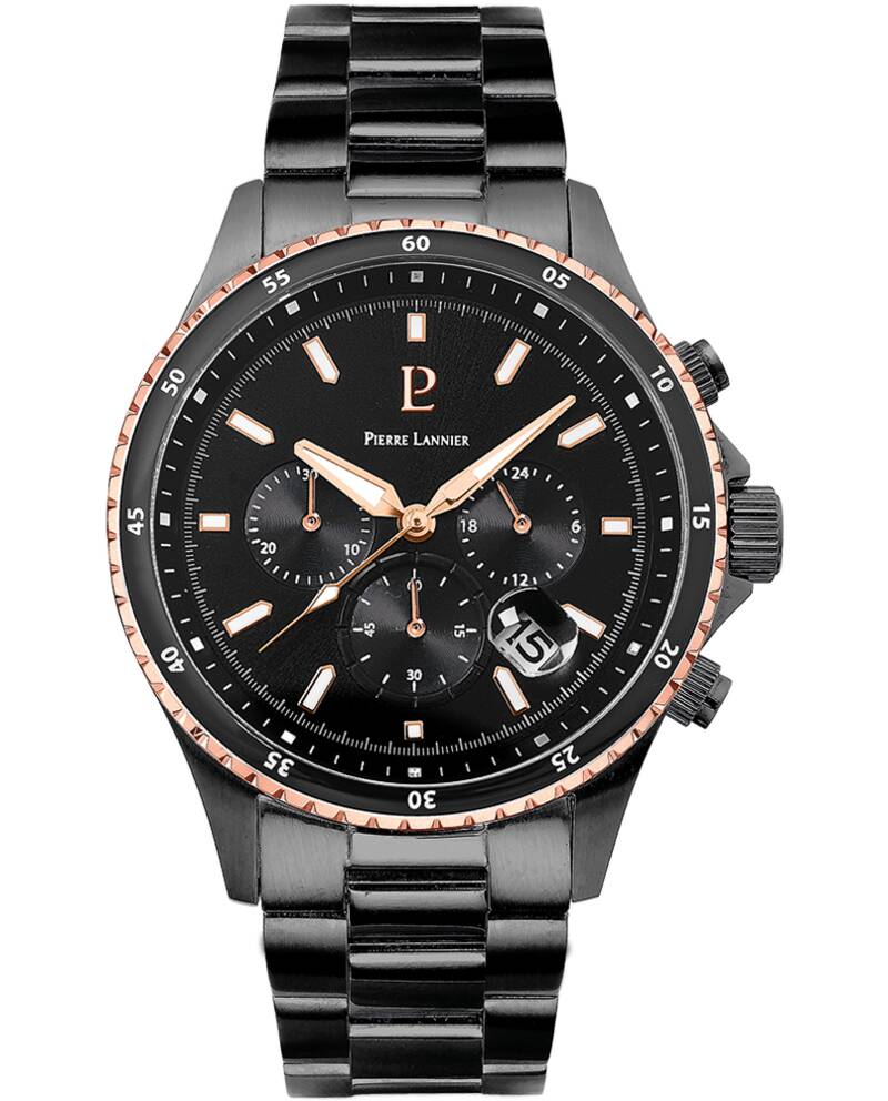 Montre Homme CRONOS Cadran Noir Bracelet Acier  Noir