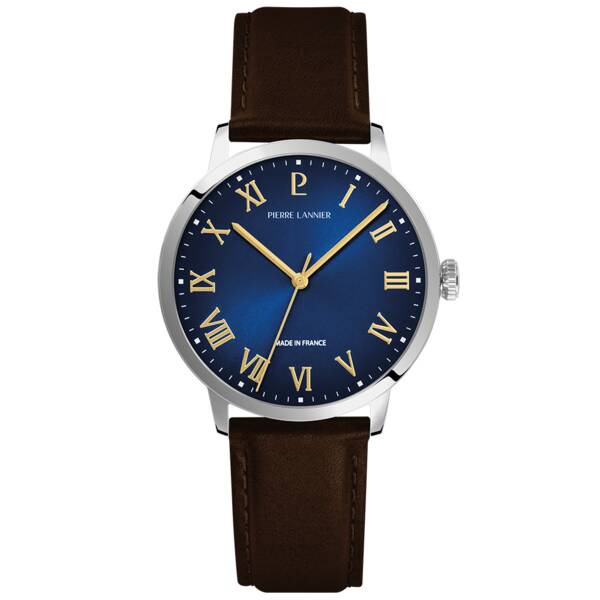 Men Quartz Watch INTERVAL Blue Dial Blue Mesh 20 MM Strap 256G469
