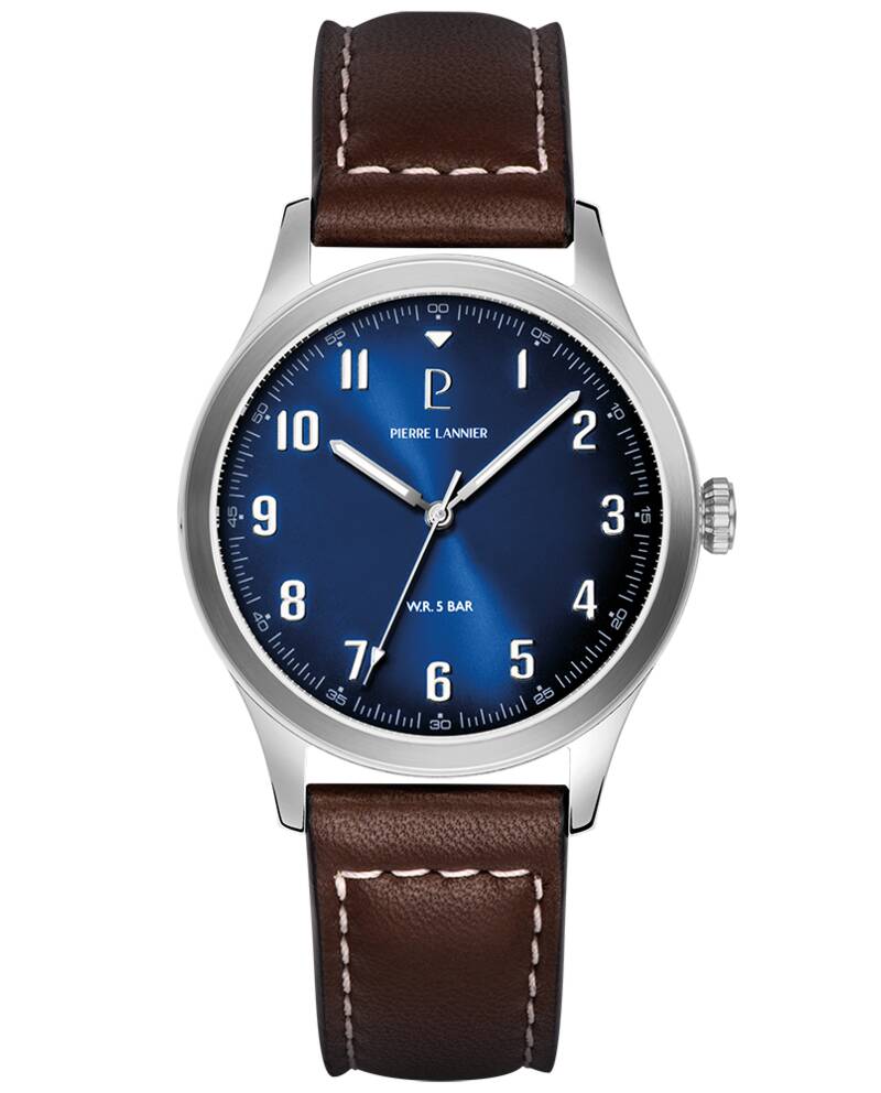 Men Watch AVIATEUR Blue Dial Brown Leather 20 MM Strap