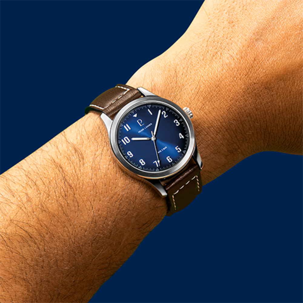 Men Set AVIATEUR Blue Dial Brown Leather 20 MM Strap 379F164 Men Set AVIATEUR Blue Dial Brown Leather 20 MM Strap 379F164