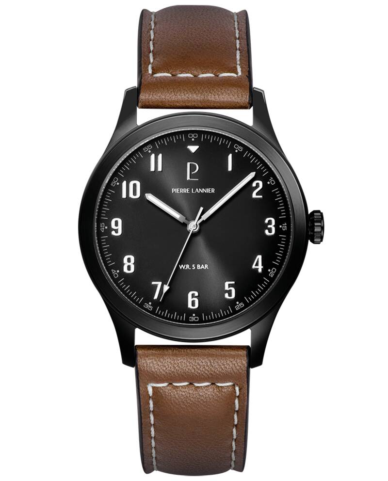 Men Watch AVIATEUR Grey Dial Brown Leather 20 MM Strap
