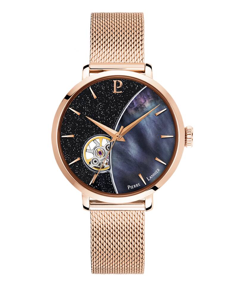 Ladies Watch CELESTE Black Dial Rose Gold  Mesh Strap