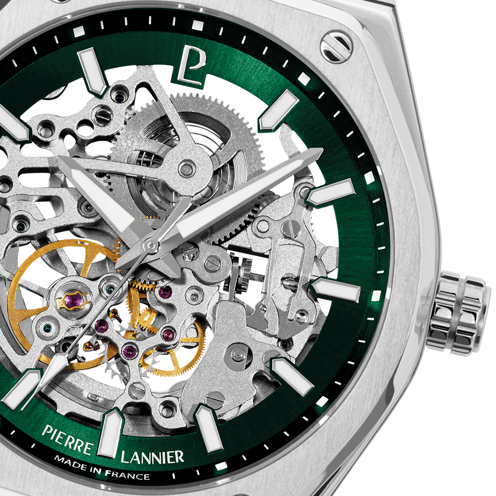Men Automatic Watch COPILOTE Sunray Green Dial Silver Stainless