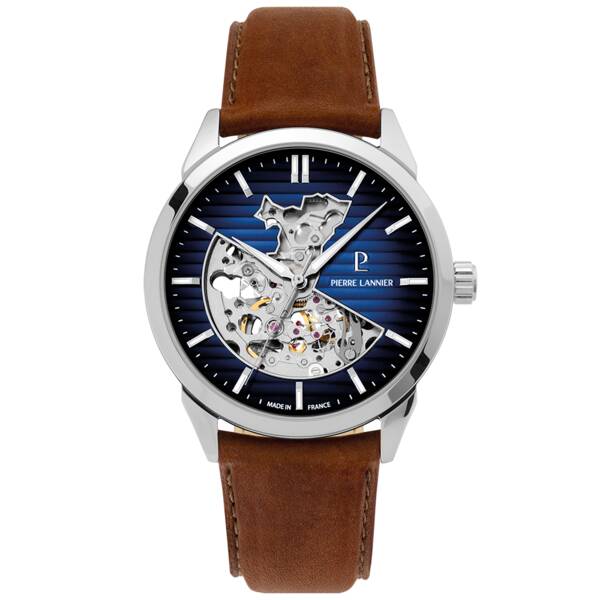 Men Automatic Watch MONARCK France Blue Dial Blue Leather 22MM