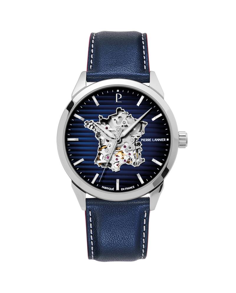 Men Automatic Watch MONARCK France Blue Dial Blue Leather 22MM