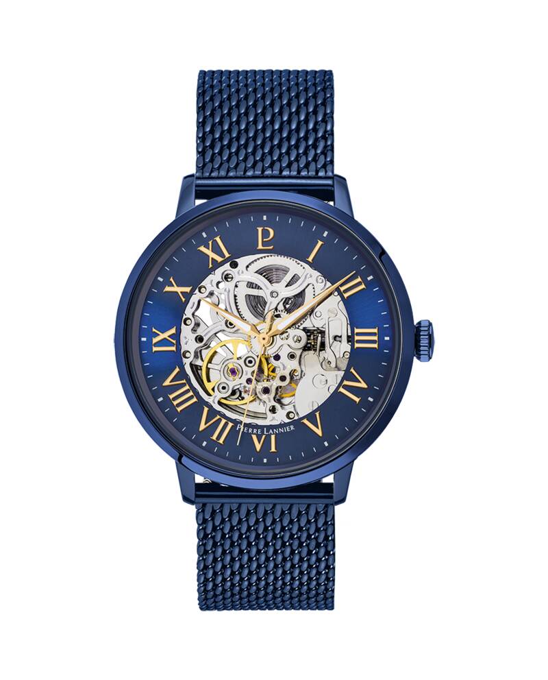 Men Watch AUTOMATIC Blue Dial Blue Mesh Strap 318B468