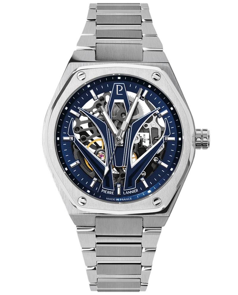Herren Aut Uhr ARDENT Blau Zifferblatt Silber Edelstahl 22 MM Armband