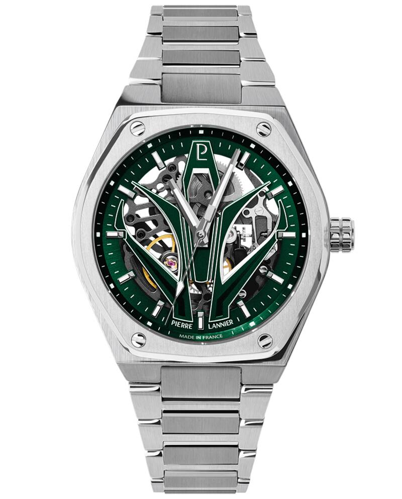Men Aut Watch ARDENT Green Dial Silver Stainless Steel 22 MM Strap