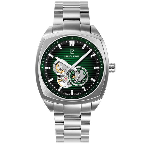 Men Automatic Watch ARCADIUS Sunray Green Dial Silver Stainless