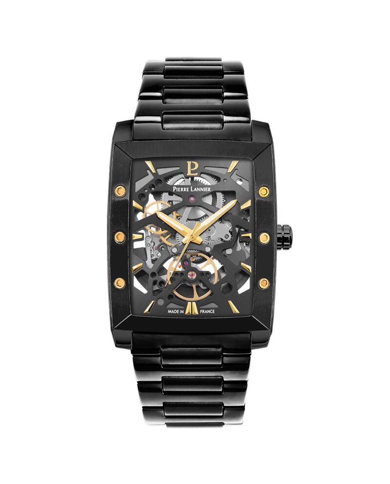 Pierre Lannier スクエア型時計 ブラック/ゴールド 16mm 340A439_1-800x992.jpg