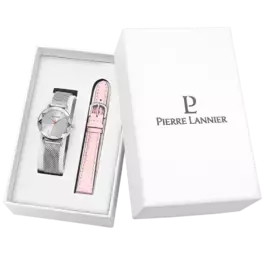 Ladies Set MULTIPLES Silver Dial Rose Leather Strap 350J621