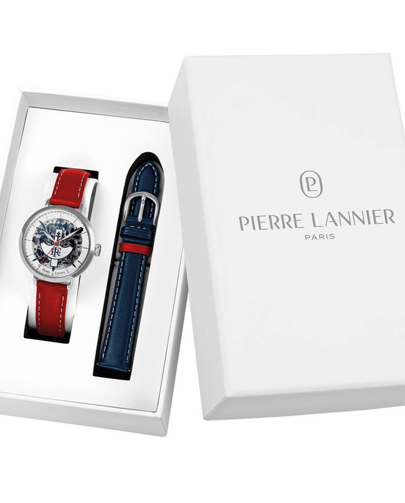 Ladies Set ÉLYSÉE Silver Dial Red Leather 14 MM Strap