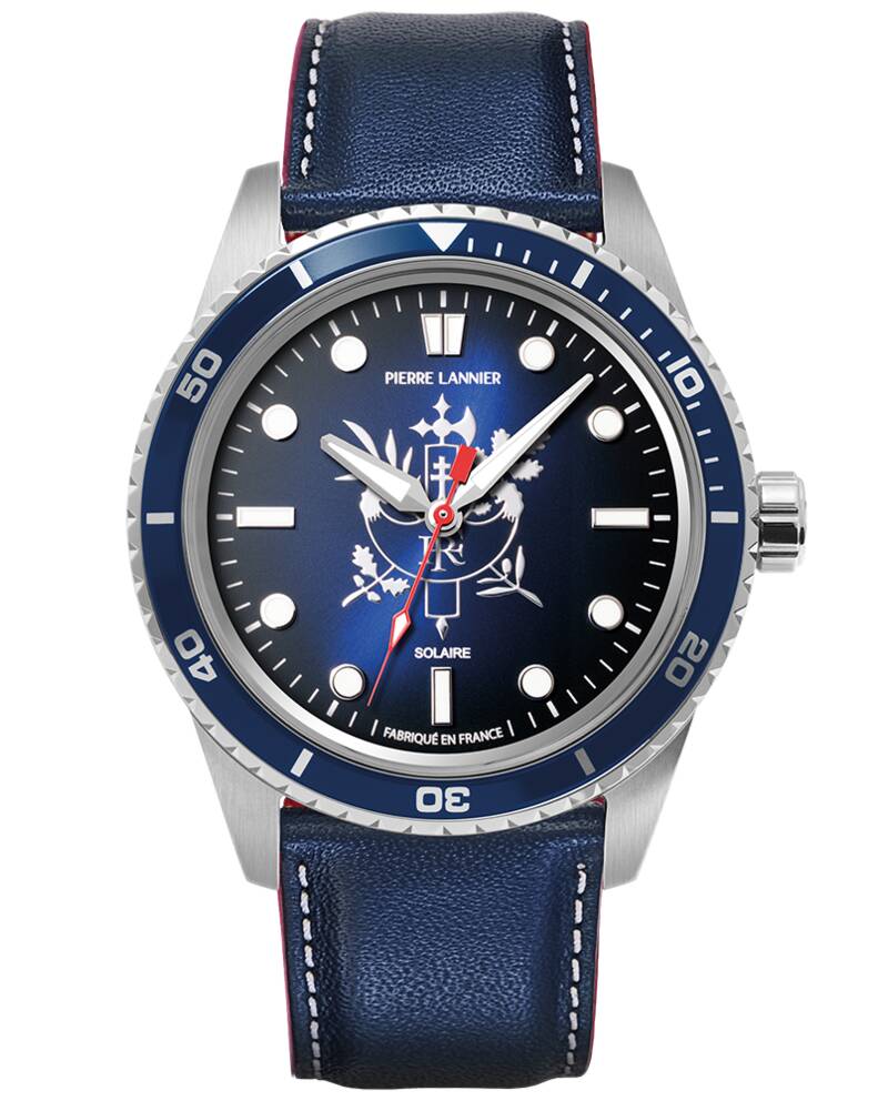 Men Watch ÉLYSÉE Blue Dial Blue Leather 22 MM Strap