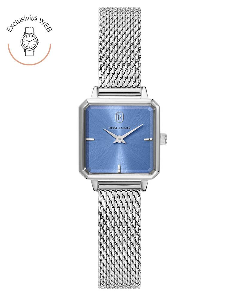 Montre Quartz Femme LEONOR Argenté Cadran Bleu Bracelet Acier milanais Argenté 12 MM